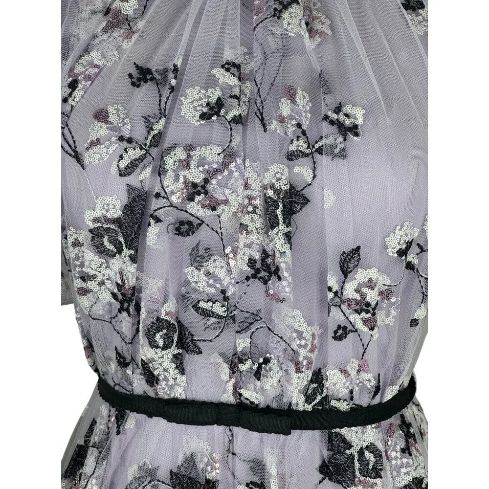 NWT ML Monique Lhuillier Floral Embroidered Mini Dress Size 4 Embellished Rare - Picture 7 of 16